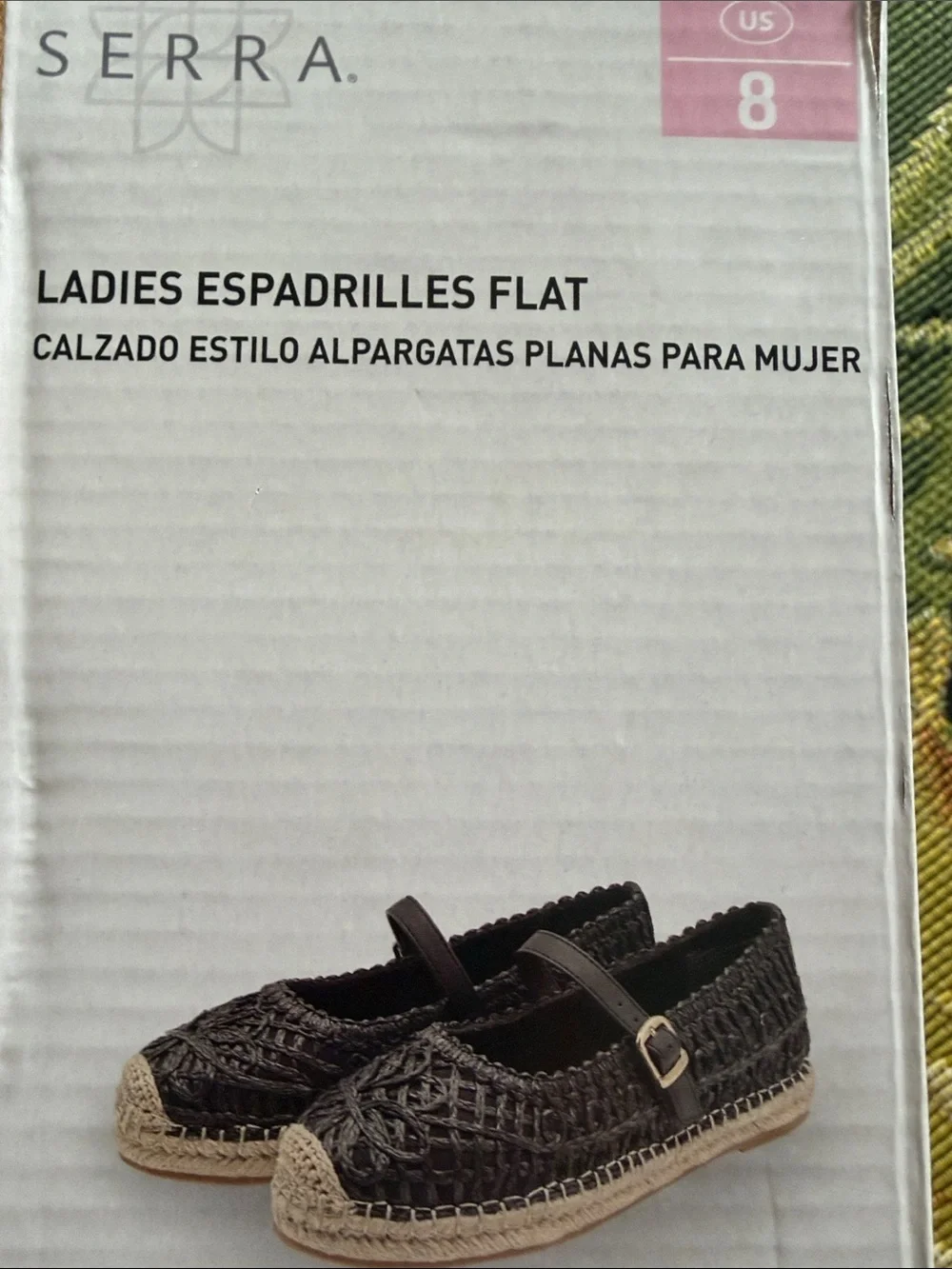 🌴Serra Black Woven Mary Jane Espadrille Flats Size 9